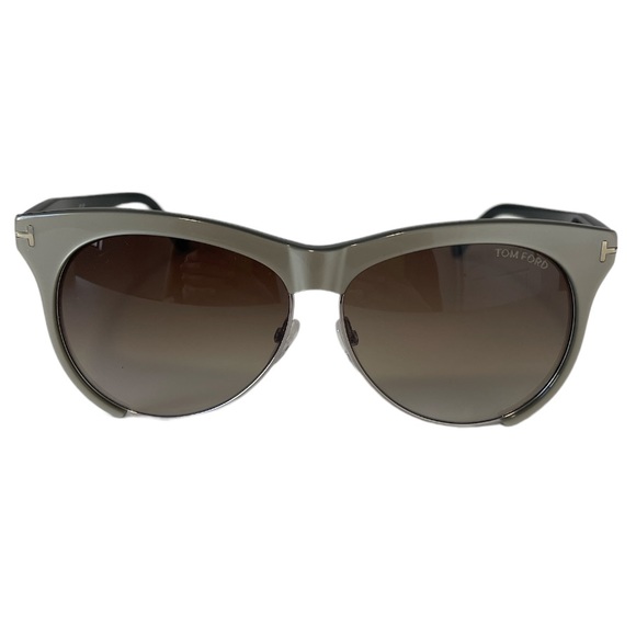 Tom Ford Women’s Sunglasses TF365 Leona Cat Eye Grey Silver Lens Brown Gradient - Picture 3 of 13